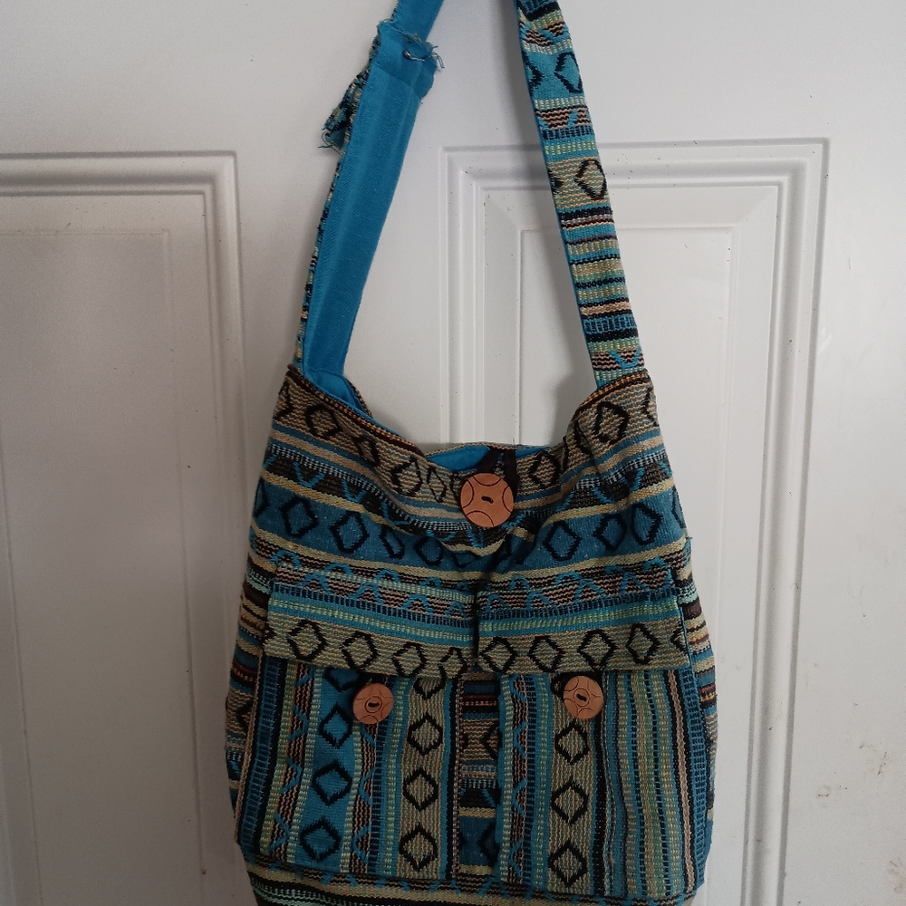 Tribe Azure Bohemian Blue Patterned Shoulder Bag